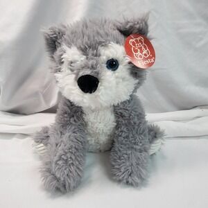 Fiesta Scruffy Wolf Plush Stuffed Animal 9.5" Gray White Shaggy Toy
